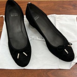 Stuart Weitzman Black Suede Wedge Heels size 10M